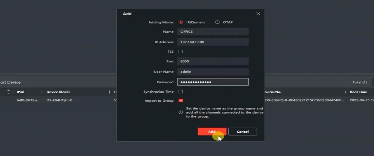 مراحل اضافه کردن دستگاه DVR  به Client نرم‌افزار iVMS 4200